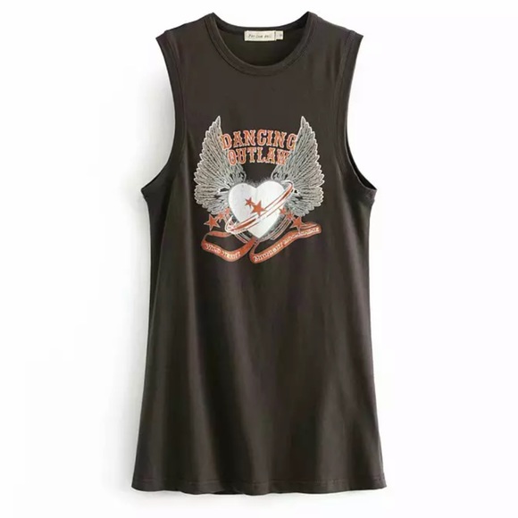 Dancing Outlaw Boho Gypsy Print Tank Tee Dress - Picture 4 of 7